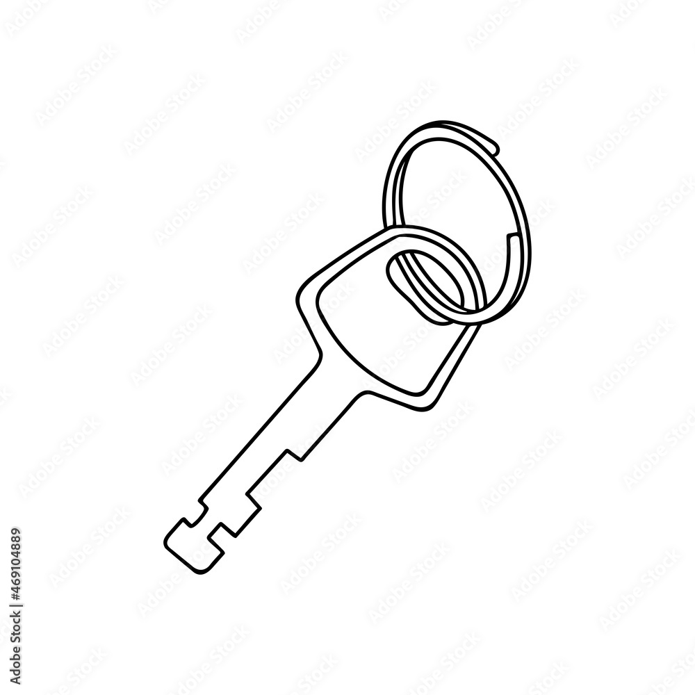 House key outline. Sketch of an object that opens a door lock, safe, keychain ring. Hand drawn thin line art vector illustration. Isolated simple element. House key outline. Sketch of an object that opens a door lock, safe, keychain ring. Hand drawn thin line art vector illustration. Isolated simple element.