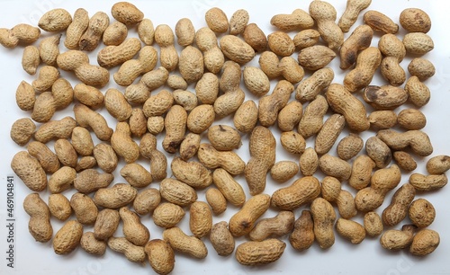 peanut in a shell texture. food background of peanuts. Top view.