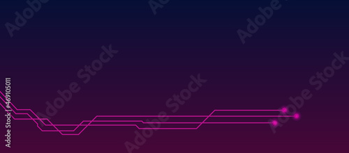 Social media header template with pcb tracks and copy space on dark gradient. Social cover or banner in techno style.