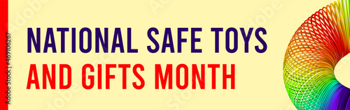 National Safe Toys and Gifts Month. Vector illustration on yellow