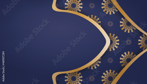 Baner in dark blue with a mandala with a golden pattern and a place under your text