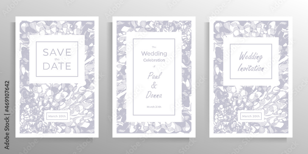 Wedding invitation design. A set of cards in pastel colors. Vector. Wedding invitation design. A set of cards in pastel colors. Vector.