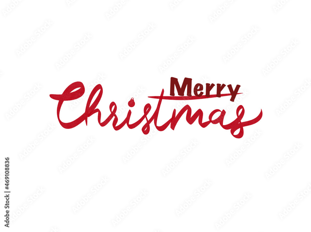 Merry christmas hand lettering calligraphy isolated on white background. illustration element. Merry Christmas script calligraphy