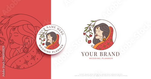 beautiful indian bride logo design
