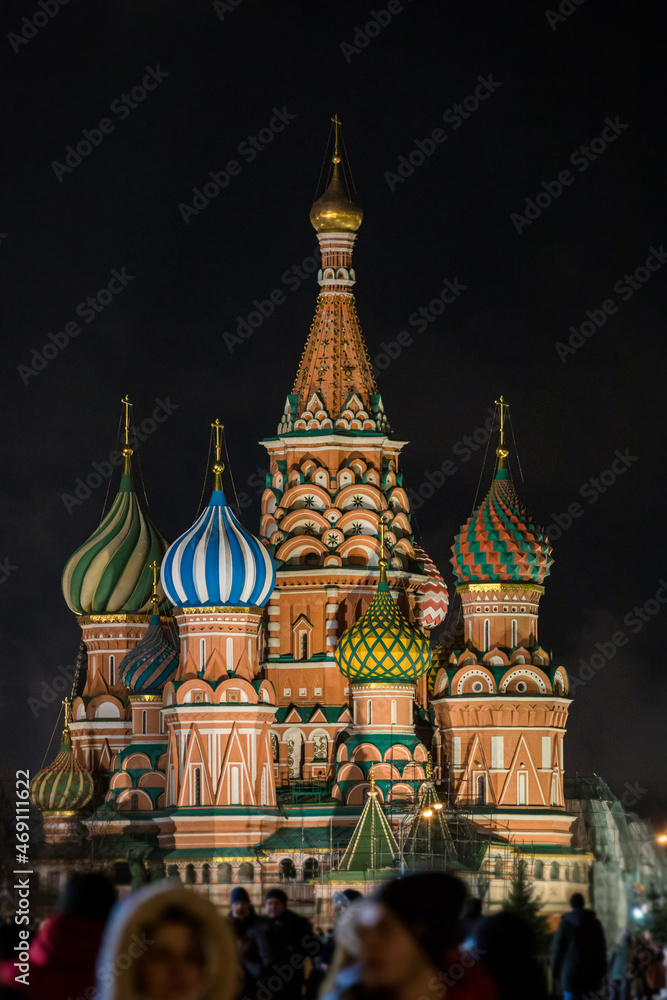 Saint Basil Cathedral in Moscow in night. The Saint Basil's Cathedral tonight. Saint Basil's Cathedral on celebration in Moscow in Russia at night in winter with snow.
Saint Basil Cathedral in Moscow in night. The Saint Basil's Cathedral tonight. Saint Basil's Cathedral on celebration in Moscow in Russia at night in winter with snow.