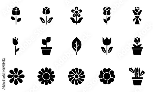 flower icons vector illustrator, floral, rose, cactus