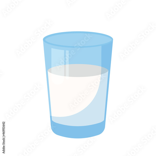 A glass of milk. Vector illustration in flat cartoon style.