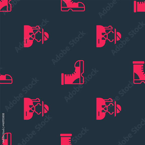 Set Hunter and boots on seamless pattern. Vector