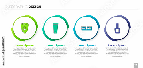 Set Epilator, Cream lotion cosmetic tube, Acne and Nail polish bottle. Business infographic template. Vector