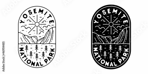 Fototapeta Naklejka Na Ścianę i Meble -  yosemite national park monoline vintage outdoor badge design