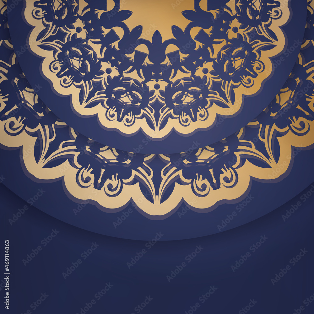 Business card template in dark blue color with abstract gold pattern for your contacts. Business card template in dark blue color with abstract gold pattern for your contacts.
