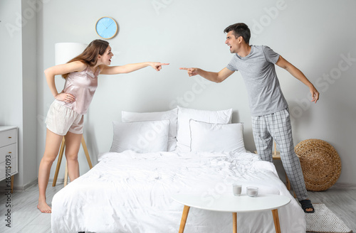 Angry young couple arguing ...