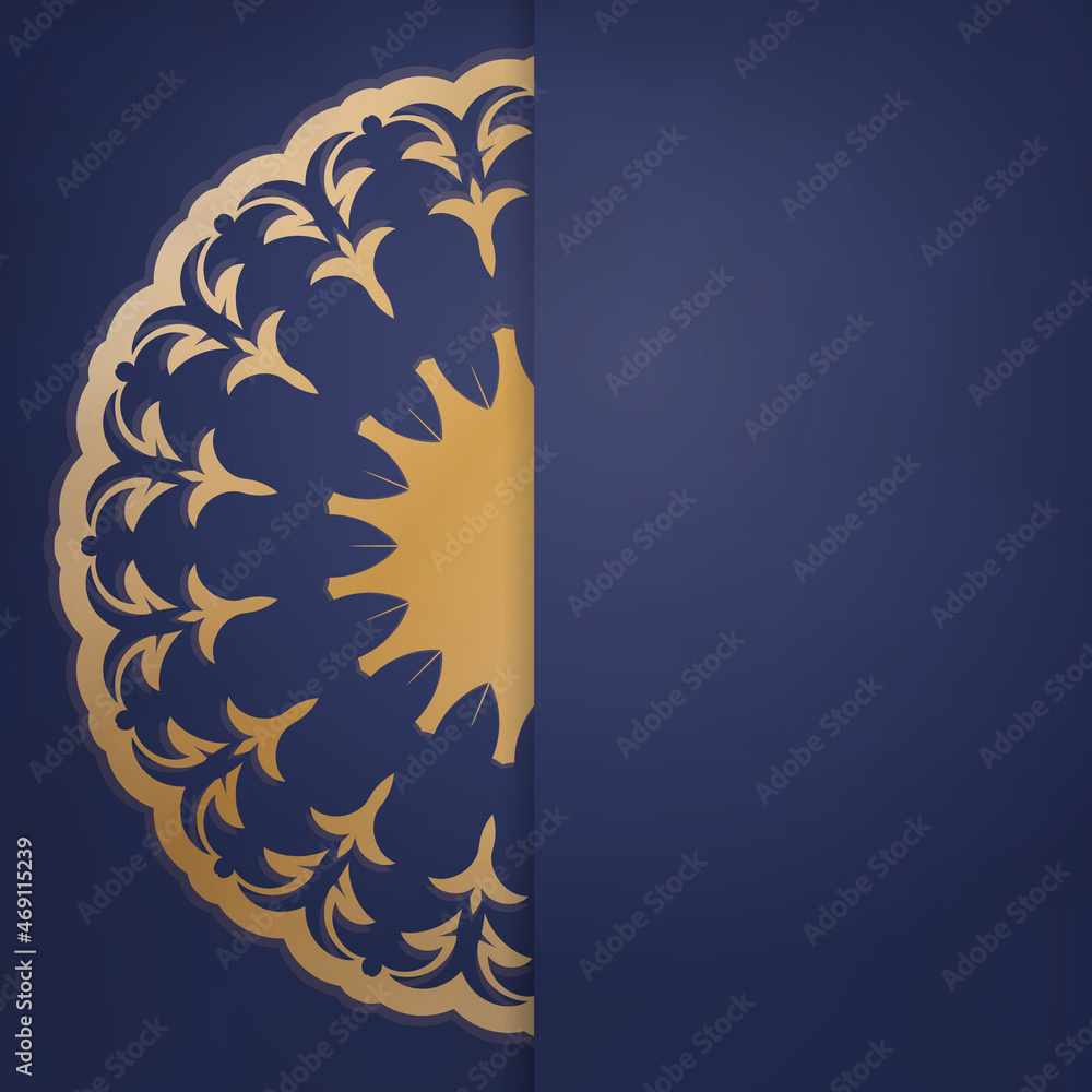 Naklejka premium Business card template in dark blue color with luxurious gold ornaments for your personality.