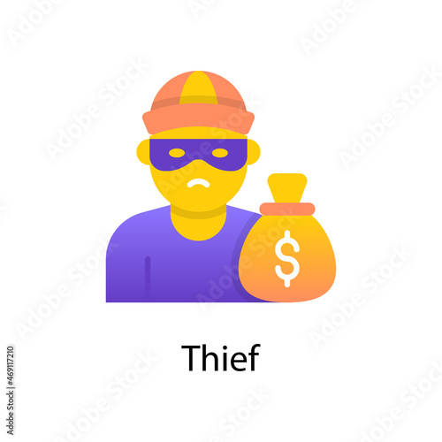 Thief vector Gradient  Icon Design illustration. Activities Symbol on White background EPS 10 File