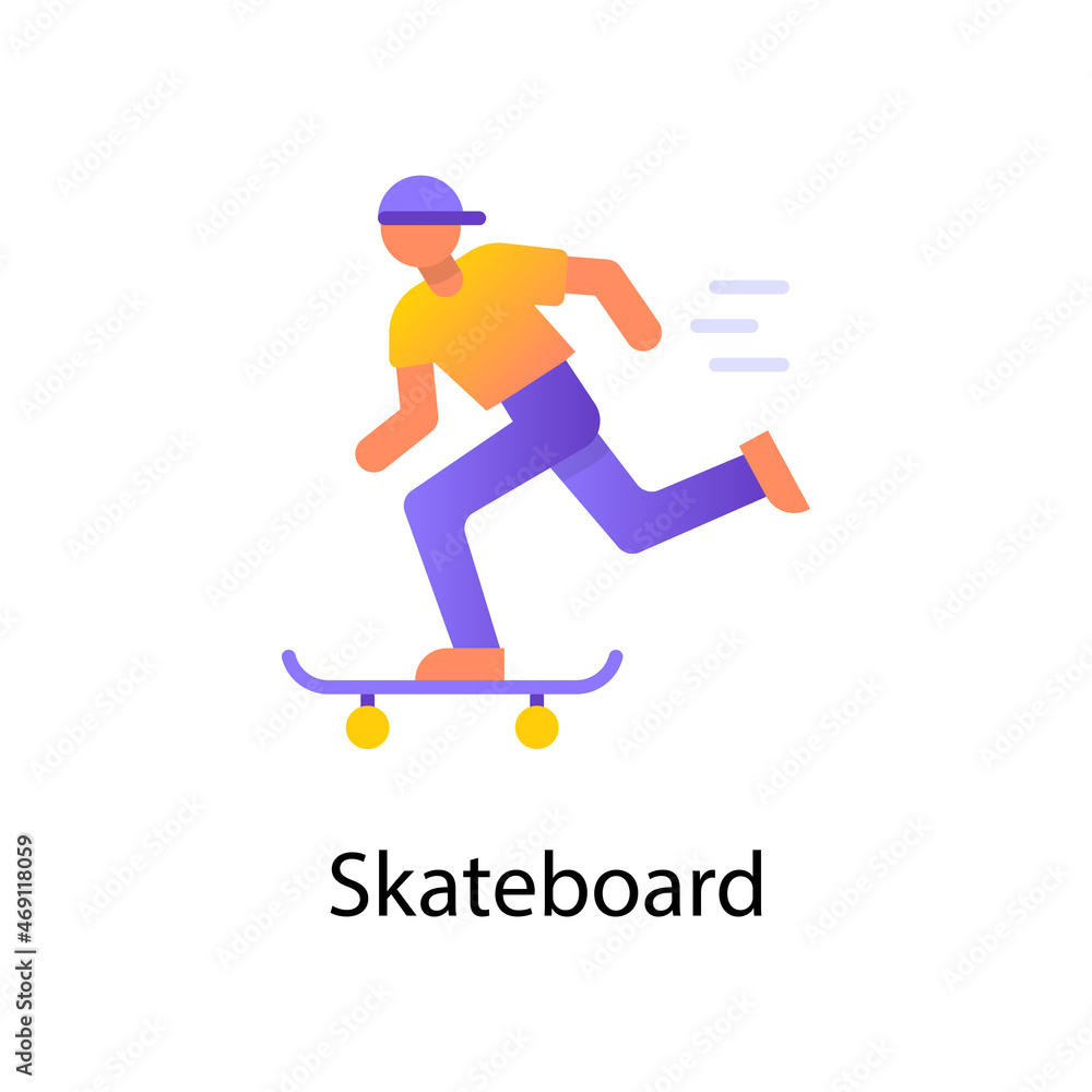 Skateboard vector Gradient  Icon Design illustration. Activities Symbol on White background EPS 10 File