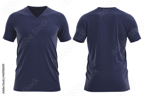 t shirt Short sleeve V-neck muscular Gym style color - NAVY