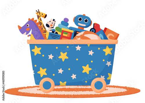 Children toys blue box isolated on white