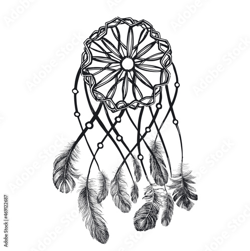 Dream Catcher, hand drawn illustration.