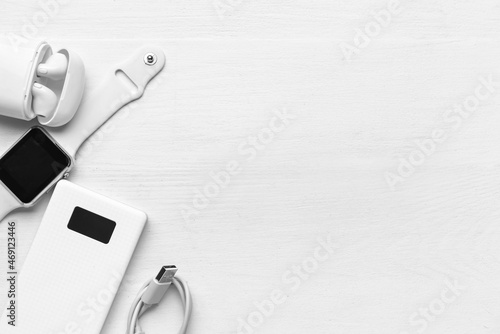 Modern power bank, earphone...