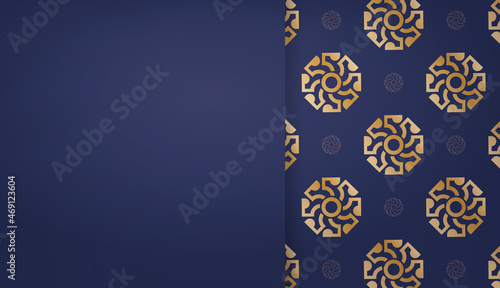 Dark blue background with abstract gold ornaments and place under your text