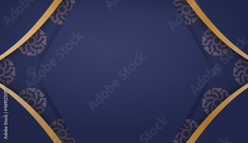 Dark blue background with Indian gold ornaments and place for text