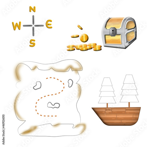 Treasure prize of pirate map adventure 