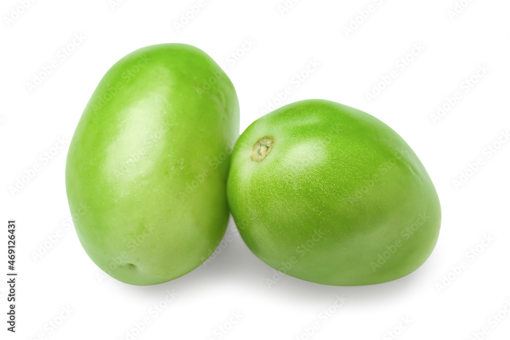 Fresh green tomatoes on white background Fresh green tomatoes on white background