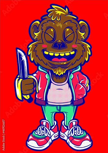 monkey with banana knife