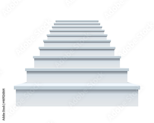 Realistic white stair steps up. Template staircase stairway for interior or exterior architecture