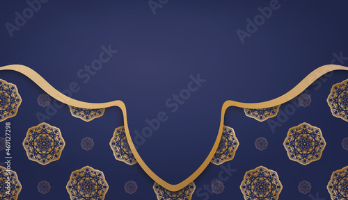 Dark blue background with vintage gold pattern and place under your text
