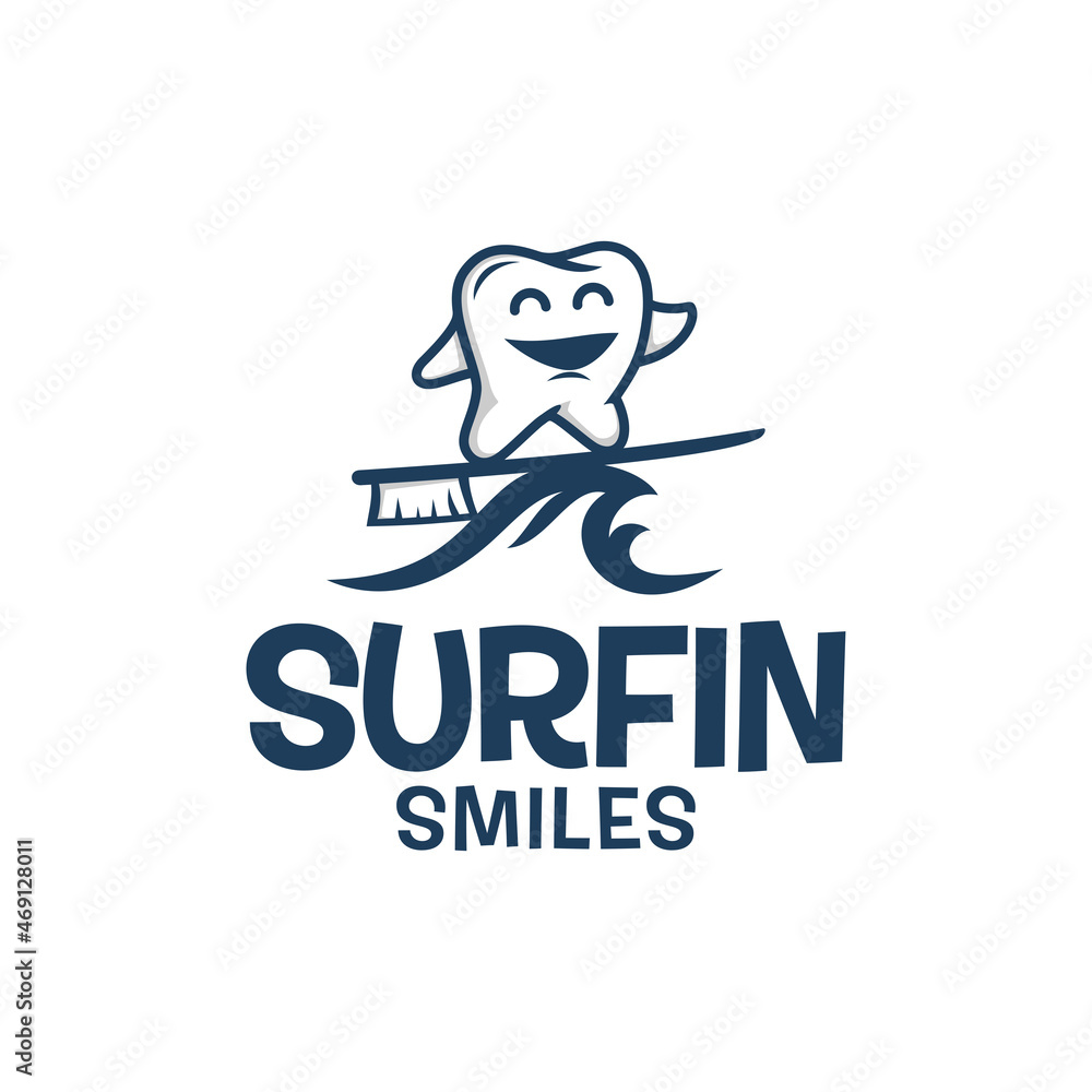 dental, surfing, wave, tooth, tooth brush, dentist logo inspiration