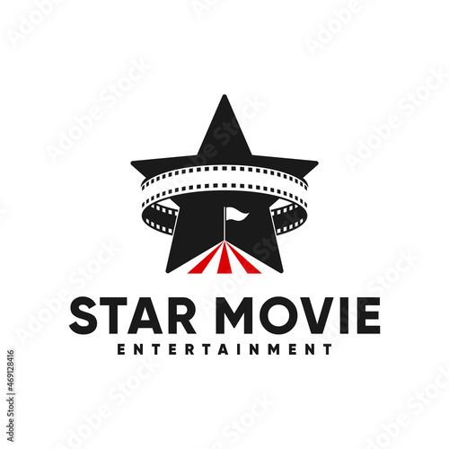 Star movie with film strip logo inspiration