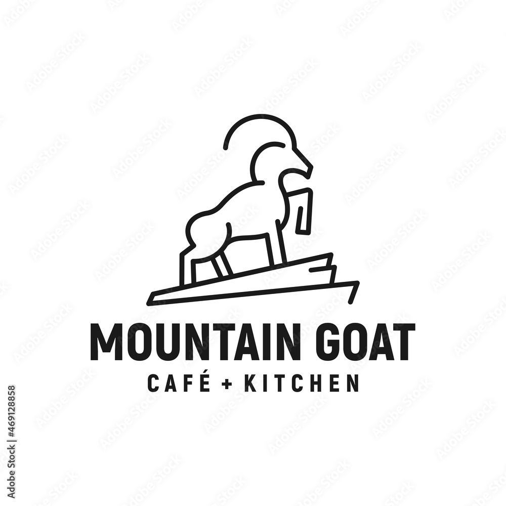 mountain goat logo inspiration, monoline, rocks