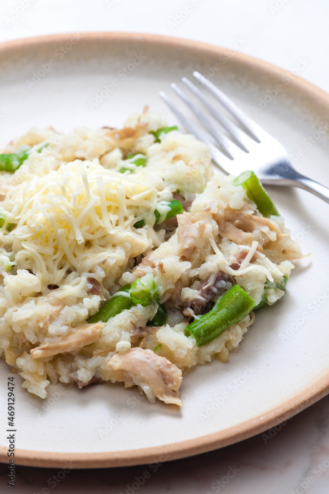 Czech risotto with chicken meat and green beans Czech risotto with chicken meat and green beans