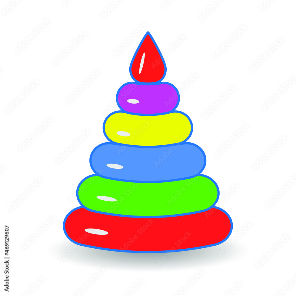 Child toy pyramid. Cartoon style. Vector illustration. Child toy pyramid. Cartoon style. Vector illustration.