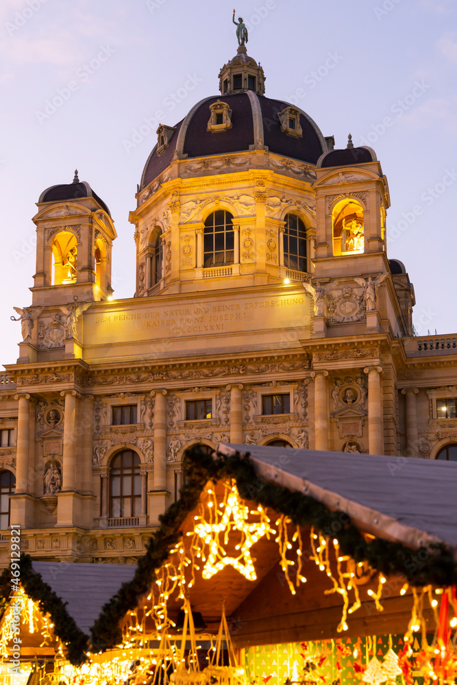 Fototapeta premium Christmas decoration on Maria Theresa Square in Vienna, Austria