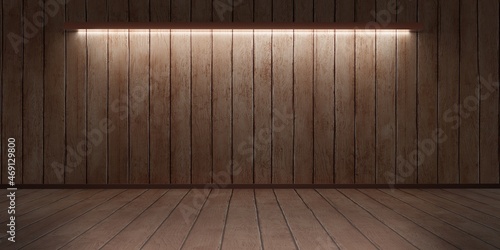 Fototapeta Naklejka Na Ścianę i Meble -  wooden floor wooden wall product stand gallery stage 3d illustration background