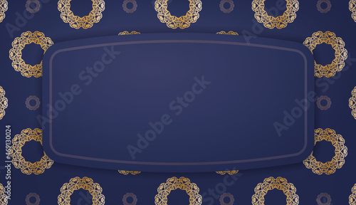 Dark blue banner template with Indian gold ornaments and place under your text