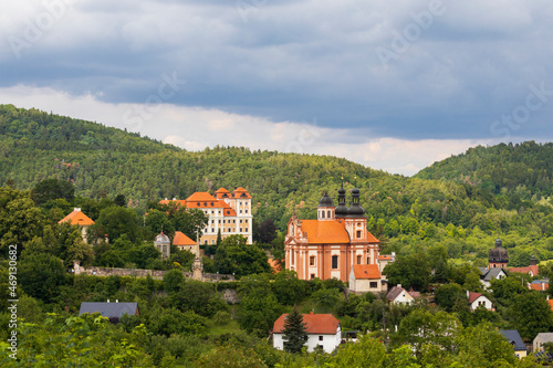 Castle and church in Valec, Western Bohemia, Czech Republic photo