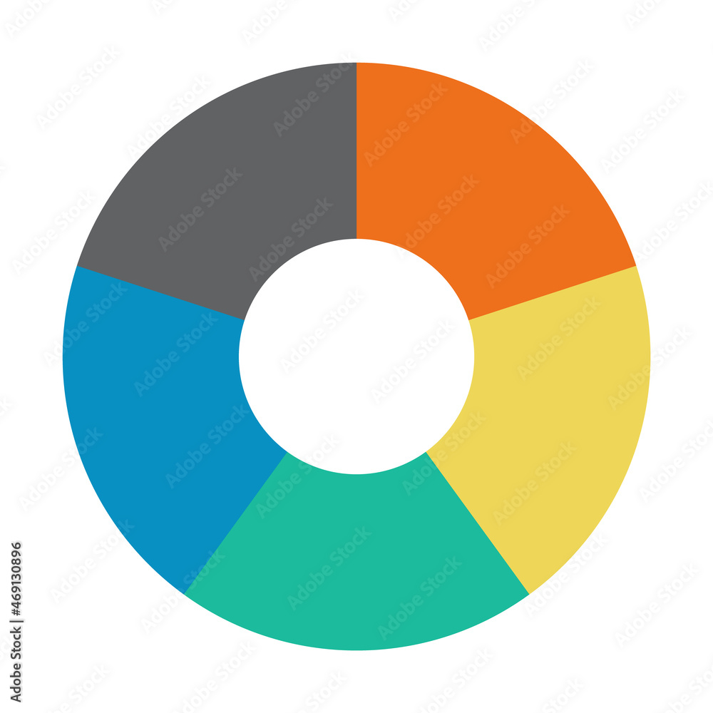 Infographic pie chart. Cycle presentation diagram 5 section. Vector isolated on white background Infographic pie chart. Cycle presentation diagram 5 section. Vector isolated on white background