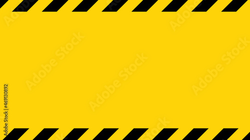Black and yellow diagonal line striped. Blank vector illustration warning background. Hazard caution sign tape. Space for text photo