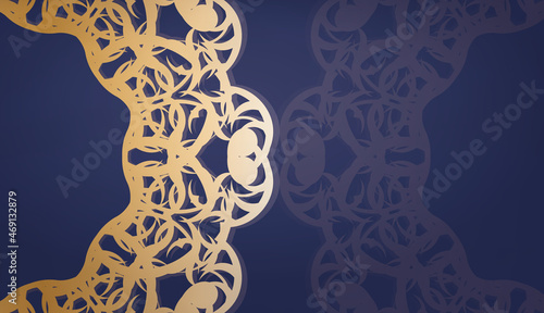 Dark blue banner template with vintage gold pattern and place under your text