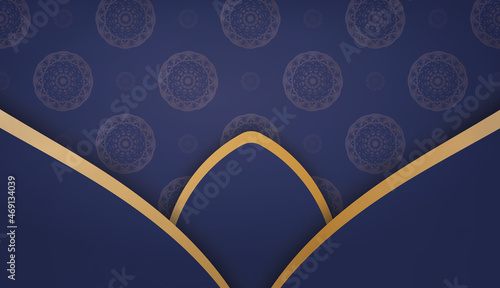 Dark blue banner with a gold pattern mandala and a place for the logo or text