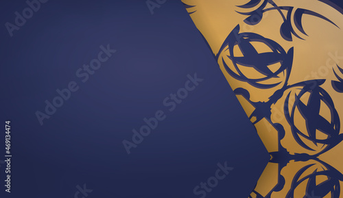Dark blue banner with a mandala with gold ornaments and a place for the text