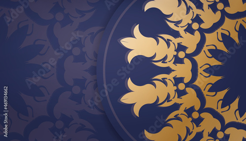 Dark blue banner with abstract gold ornament and place under your text