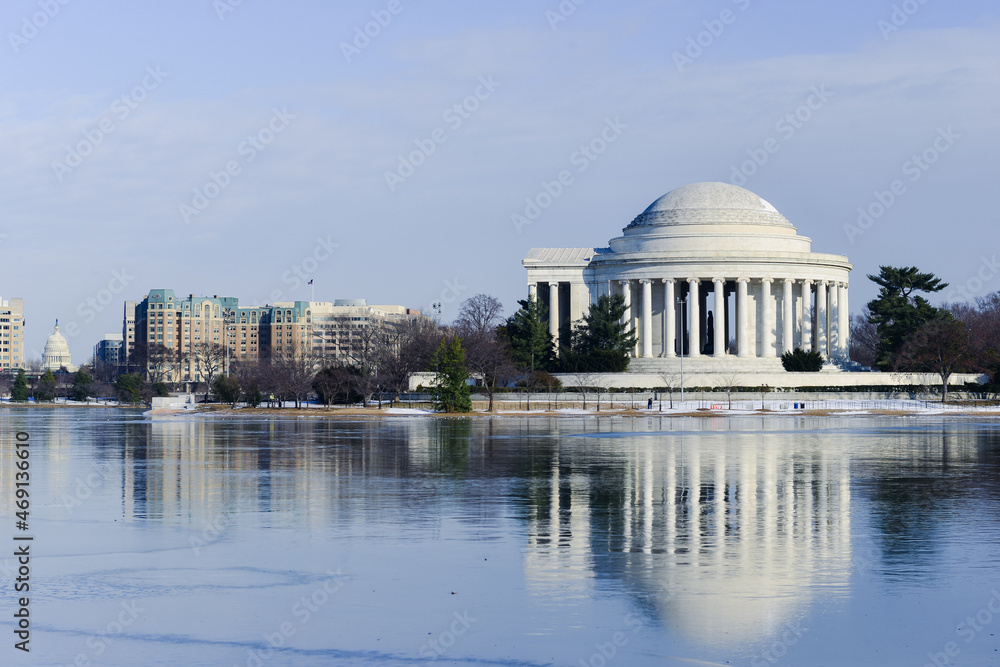 Jefferson Memorial in wintertime - Washington DC united States