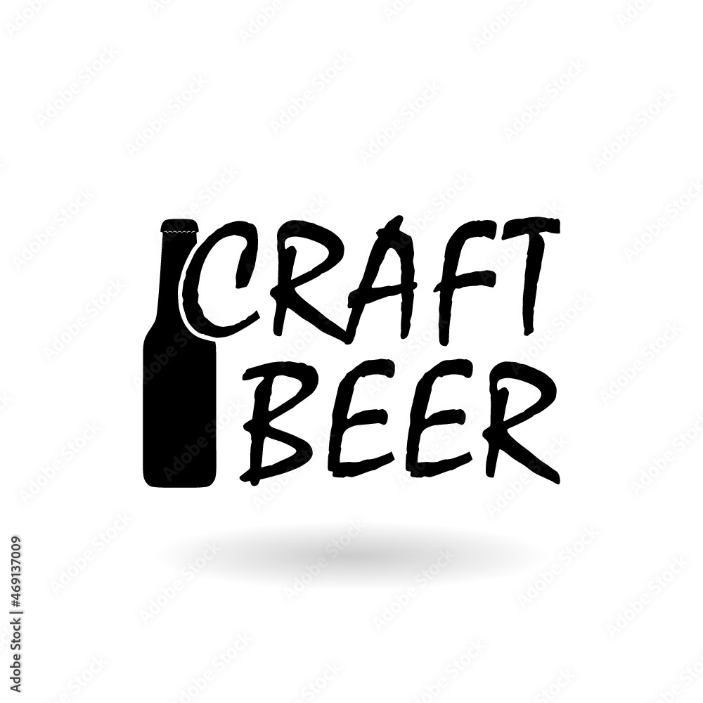 Beer word icon with shadow isolated on white