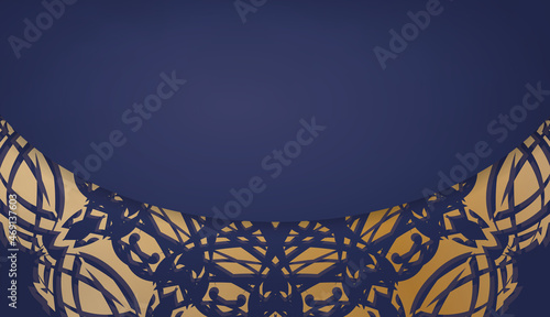 Dark blue banner with Greek gold ornaments and place for your text