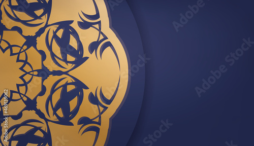 Dark blue banner with Indian gold ornaments and place for text