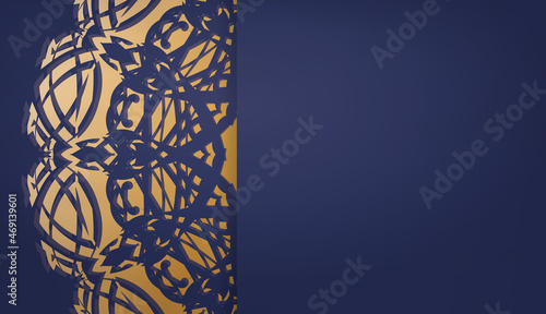 Dark blue banner with Indian gold pattern and place under your text